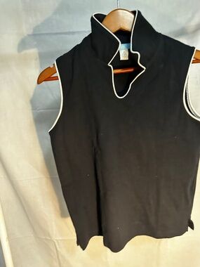 Jennifer Moore Activewear Black Sleeveless Mock Neck Athletic Top Size Medium